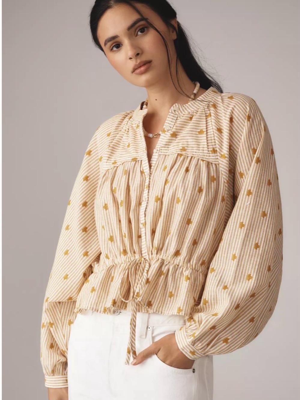 Anthropologie - Pilcro-The Sidney Batwing Blouse - Cinched Waist Edition Size S